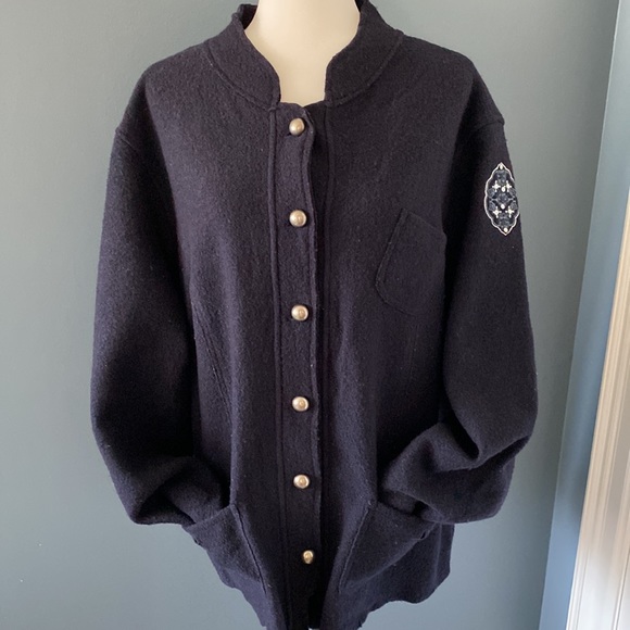 Navy Blue Wool Coat - Picture 2 of 8